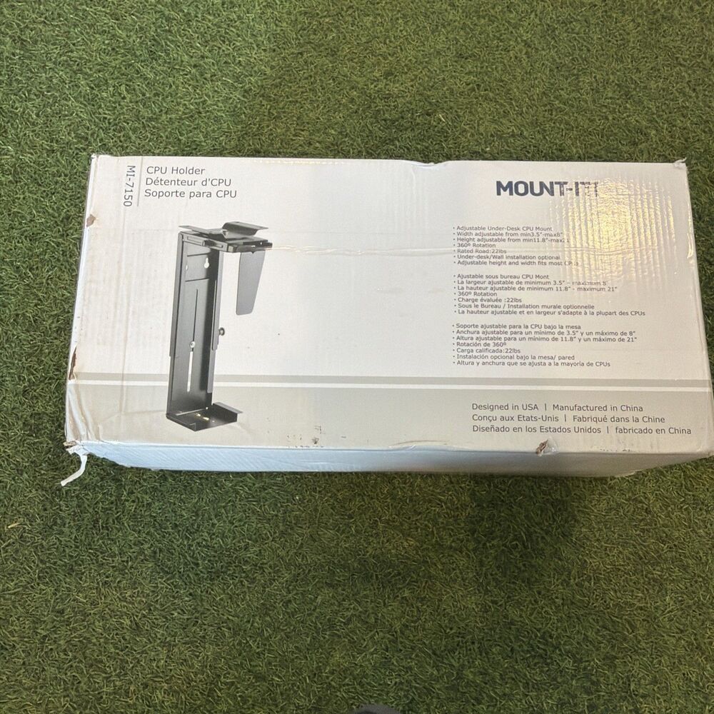 Mount-It! MI-7150 Under Desk CPU Holder Black Open Box